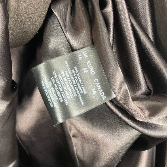 Precis Cashmere Wool Blend Long Pea Coat Jacket Fur Collar (Removable) 14 - Picture 4 of 5